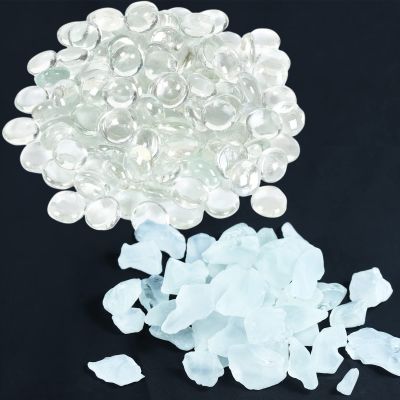 Ausluru 10LB Glass Gemstones Flat Glass Marbles and Frosted Sea Glass Crushed Glass