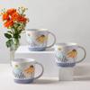Coffee Mugs Creative Ceramic Mug Large Capacity Breakfast Cup Retro Milk Coffee Cup Hand-painted Flower With Handle Mug Set (Size : B) view 4