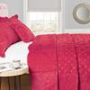 HESTIN 4 Piece Oversized Solid Color Quilt Microfiber Soft Faux Fur Coverlet Geometric Pattern Bedspread Set for All Season, 120" x 120", Red view 3