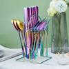 24 Piece Rainbow Silverware Set for 6 With Hanging Cutlery Storage Stainless Steel Flatware Sets TWEE Kitchen Hotel Restaurant Tableware Utensils Set Include Knifes Teaspoons Forks and Spoons view 1