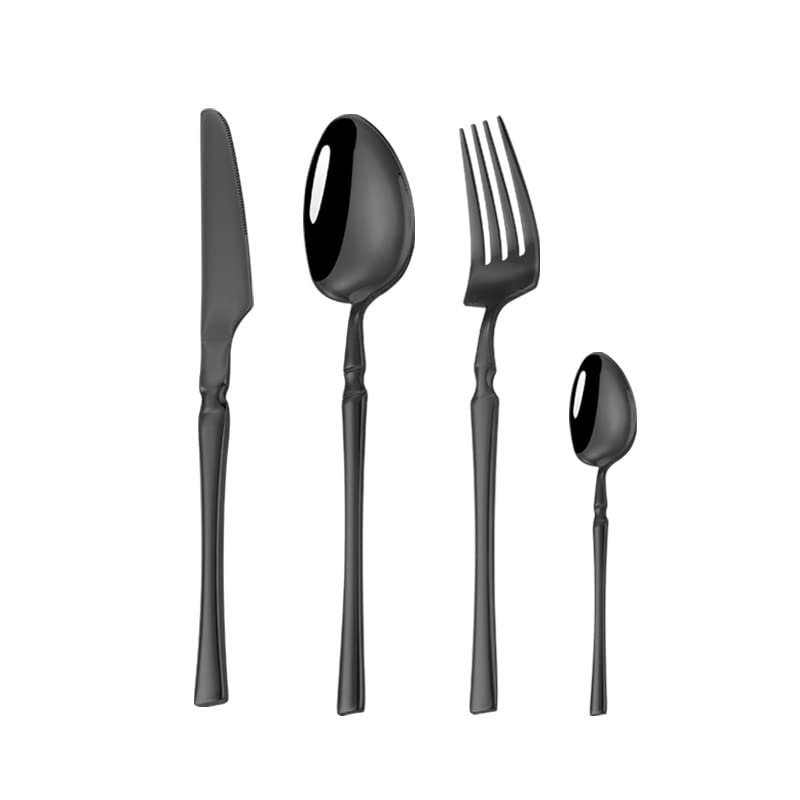 32 Piece Black Silverware Set for 8 Cutlery Sets Premium Stainless Steel Flatware Set Home Kitchen Wedding Restaurant Tableware Utensils Include Knifes Teaspoons Forks and Spoons Set