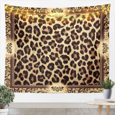 Brown Leopard Print Tapestry,Kids Girls Woman Novelty Room Decor,Abstract Wild Animal Skin Wall Tapestries,Paisley Floral Boho Wall Hanging,Rustic Retro Home Wall Decor,Medium 59.1 x 59.1 Inches