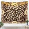 Brown Leopard Print Tapestry,Kids Girls Woman Novelty Room Decor,Abstract Wild Animal Skin Wall Tapestries,Paisley Floral Boho Wall Hanging,Rustic Retro Home Wall Decor,Medium 59.1 x 59.1 Inches view 1
