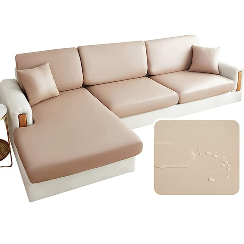 FIDSEJEONA PU Leather Cushion Covers Stretch Couch Slipcover Waterproof Sofa Seat Cushion Slipcover Replacement Furniture Protector (F 11)