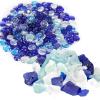 Ausluru 10LB Glass Gemstones Flat Glass Marbles and Frosted Sea Glass Vase fillers Crushed Glass Ideal for Aquariums, Hydroponics Plants, Home Decor, Fireplace and DIY Craft, Blue Mixed view 1
