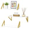 Cilinta Clear Shelves, Gold Floating Shelves Wall Mounted Set of 3, 8mm Transparent Acrylic, Invisible Wall Shelves for Bedroom, Living Room, Bathroom, Kitchen, Office Display Decor (15in) view 1