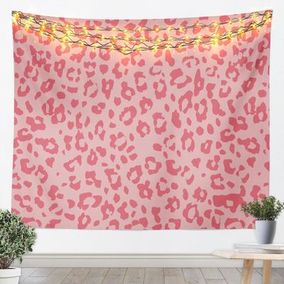 Pink Leopard Print Girly Tapestry,Kids Girls Woman Room Decor,Abstract Cheetah Skin Vivid Wall Tapestries,Wild Animals Hair Wall Hanging,Rustic Romantic Home Wall Decor,Medium 59.1 x 59.1 Inches