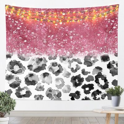 Pink Glitter Leopard Print Tapestry,Kids Girls Woman Glamorous Room Decor,Cheetah Skin Fur Abstract Wall Tapestries,Starry Sky Romantic Wall Hanging,Luxury Home Wall Decor,Large 59.1 x 82.7 Inches
