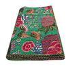 Bohemian Patchwork Kantha Quilt, Boho King Size Bedding Throw Blanket, Fruits Print Patchwork Kantha Quilt, Handmade Kantha Bedcover (Green, King (108"x 108") view 3