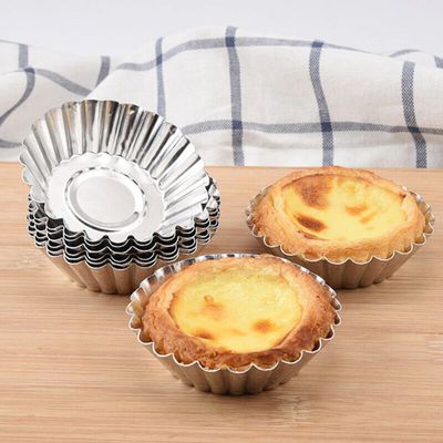 30Pcs Egg Tart Mold Reusable Stainless Steel Cupcake Cake Muffin Mold for Baking Non-stick Mini Tart Tin Pans