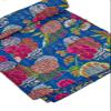 Bohemian Patchwork Kantha Quilt, Boho King Size Bedding Throw Blanket, Fruits Print Patchwork Kantha Quilt, Handmade Kantha Bedcover (Blue, King (108"x 108") view 4