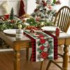 Artoid Mode Red Black Buffalo Plaid Xmas Balls Holly Christmas Table Runner, Winter Kitchen Dining Table Decoration for Outdoor Home Party 13x120 Inch view 2