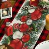 Artoid Mode Red Black Buffalo Plaid Xmas Balls Holly Christmas Table Runner, Winter Kitchen Dining Table Decoration for Outdoor Home Party 13x120 Inch view 3
