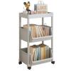 Multi-layer storage rolling cart with Hooks, Kitchen/Under Desk Storage Trolley, Rolling Utility Cart for Bathroom Dorm, Adjustable Storage Shelves for Narrow Spaces, Bathroom Rolling Cart Organizer view 1