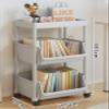Multi-layer storage rolling cart with Hooks, Kitchen/Under Desk Storage Trolley, Rolling Utility Cart for Bathroom Dorm, Adjustable Storage Shelves for Narrow Spaces, Bathroom Rolling Cart Organizer view 2