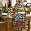 Artoid Mode Buffalo Plaid Merry Christmas Tree Table Runner, Seasonal Truck Gifts Kitchen Dining Table Decoration for Outdoor Home Party 13x90 Inch view 2