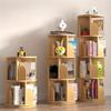 ABGRC Bookcase Bookshelf Solid Wood Stereo Rotation Bookcase Round Storage Organizer Thick Frame Bottom Display Rack for Living Room Stable view 2