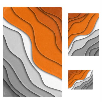 3 Piece Bath Towel Set, Orange and Gray Luxury Towels Set for Bathroom Soft Bath Shower Towels Absorbent Bathroom Towels Set ( 1 Bath Towel, 1 Hand Towel, 1 Washcloth ) Abstract Ombre Geometric