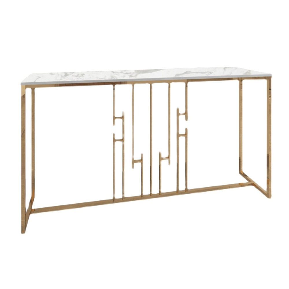 FUFU Stainless Steel Entryway Table, Modern Marble Console Table, Living Room Coffee Table, Home Decorative Side Table