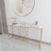 FUFU Stainless Steel Entryway Table, Modern Marble Console Table, Living Room Coffee Table, Home Decorative Side Table view 2