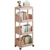 Multi-layer storage rolling cart with Hooks, Kitchen/Under Desk Storage Trolley, Rolling Utility Cart for Bathroom Dorm, Adjustable Storage Shelves for Narrow Spaces, Bathroom Rolling Cart Organizer view 1