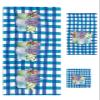 3 Piece Bath Towel Set, Floral Luxury Towels Set for Bathroom Soft Bath Shower Towels Absorbent Bathroom Towels Set ( 1 Bath Towel, 1 Hand Towel, 1 Washcloth ) Tulip Lavender Flowers Blue Checkered view 1