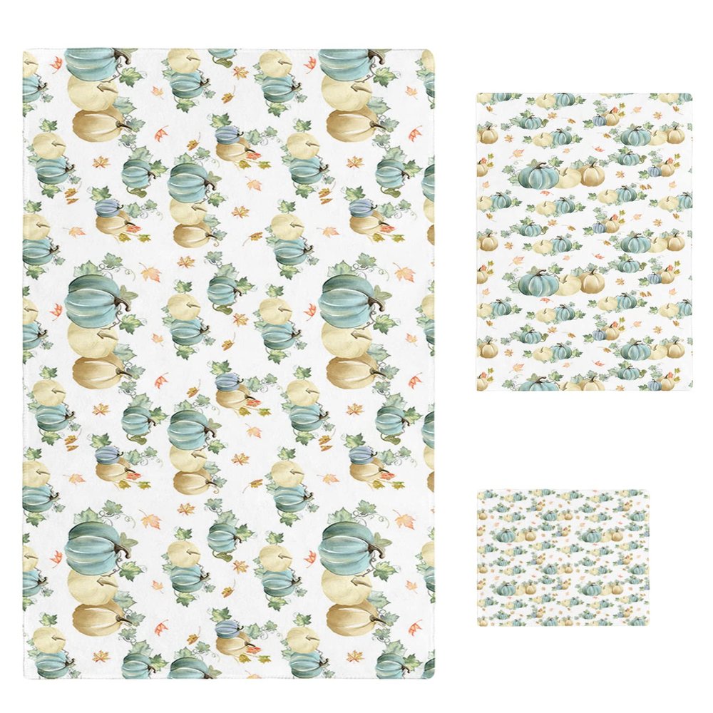 3 Piece Bath Towel Set, Fall Pumpkins Towels Set for Bathroom Soft Bath Shower Towels Absorbent Bathroom Towels Set ( 1 Bath Towel, 1 Hand Towel, 1 Washcloth ) Watercolor Maple Leaves Thanksgiving