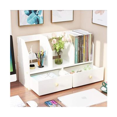 ABGRC Bookcase Multifunctional Desktop Bookshelf Wood Bookshelf Modern Display Shelf Rack Freestanding Countertop Stable and Reliable Stable