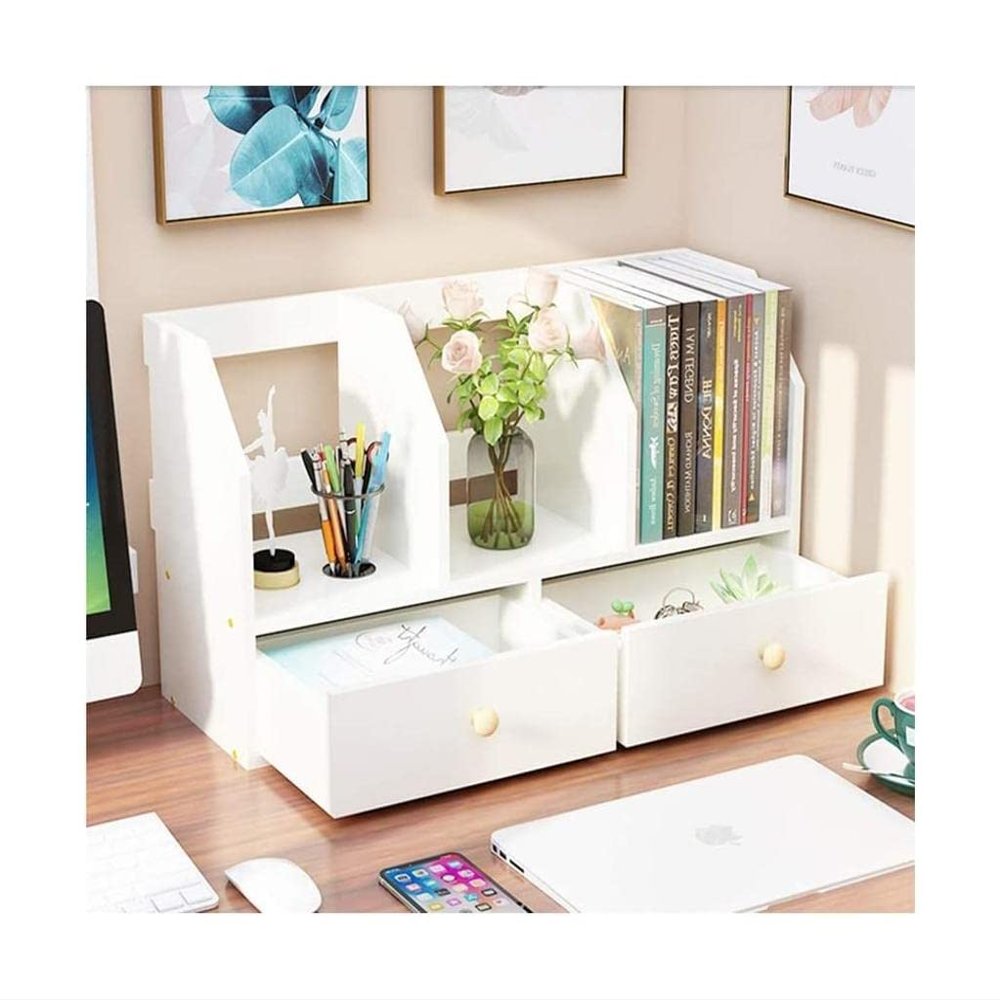 ABGRC Bookcase Multifunctional Desktop Bookshelf Wood Bookshelf Modern Display Shelf Rack Freestanding Countertop Stable and Reliable Stable