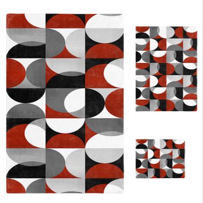 3 Piece Bath Towel Set, Middle Ages Geometric Luxury Towels Set for Bathroom Soft Bath Shower Towels Absorbent Bathroom Towels Set ( 1 Bath Towel, 1 Hand Towel, 1 Washcloth ) Ombre Red Gray Black