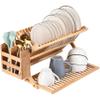 2LB Depot Bamboo Dish Drying Rack - Collapsible Wooden Drainer for Kitchen Counter - Wood Utensil Dryer - Foldable Dish Rack Holder Fit Up to 20 Plates - Folding Wood Kitchen Accessory view 1