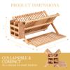 2LB Depot Bamboo Dish Drying Rack - Collapsible Wooden Drainer for Kitchen Counter - Wood Utensil Dryer - Foldable Dish Rack Holder Fit Up to 20 Plates - Folding Wood Kitchen Accessory view 3