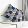 IDOWMAT Soft Square Throw Pillow Covers 26x26 inch Cotton Linen Cushion Cover for Couch Bed, Farmhouse Sofa Decoration Abstract Blue Brown Ombre Geometric Triangle Print Living Room Throw Pillowscase view 1