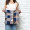 IDOWMAT Soft Square Throw Pillow Covers 26x26 inch Cotton Linen Cushion Cover for Couch Bed, Farmhouse Sofa Decoration Abstract Blue Brown Ombre Geometric Triangle Print Living Room Throw Pillowscase view 3