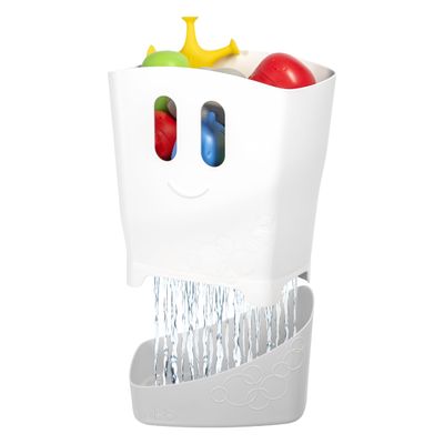 Ubbi Stand Up Bath Toy Storage Organizer with Removable Drying Bin Freestanding Bath Toy Caddy & Scoop for Toddlers and Baby, Quick Dry Draining Design, Gray