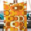 70S Pattern Retro Orange and Brown Tones Flannel Fleece Throw Blankets 50"X40" Lightweight Fluffy Winter Fall Blanket Cozy Soft Fuzzy Plush Home Decor for Couch Bed Sofa Bedroom Living Room Travel view 1