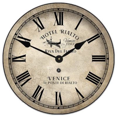 Italian Hotel Wall Clock | Ultra Quiet Quartz Mechanism | Hand Made in USA Beautiful Crisp Lasting Color | Comes in 8 Sizes | (Wood, Ten 18-inch)