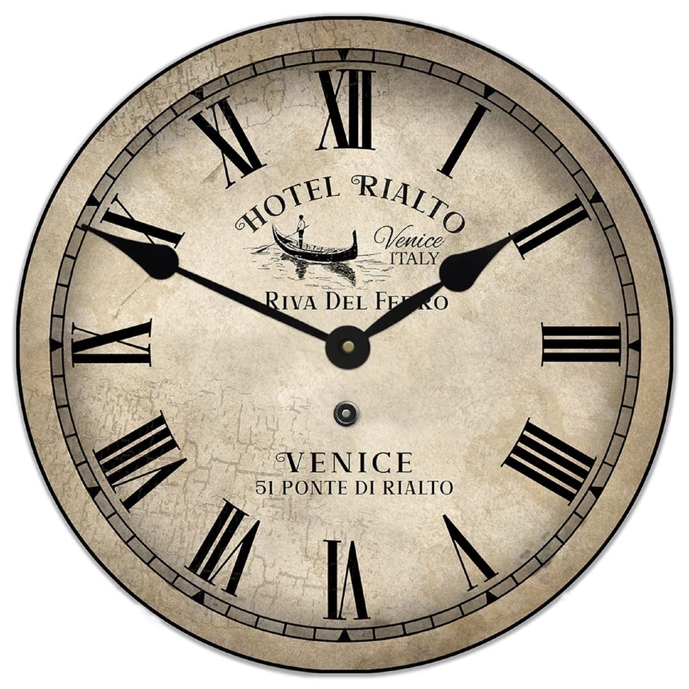 Italian Hotel Wall Clock | Ultra Quiet Quartz Mechanism | Hand Made in USA Beautiful Crisp Lasting Color | Comes in 8 Sizes | (Wood, Ten 18-inch)
