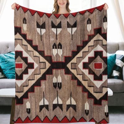 1940 Navajo Woven Tapestry with Arrows. Flannel Fleece Throw Blankets 50"X40" Lightweight Fluffy Winter Fall Blanket Cozy Soft Fuzzy Plush Home Decor for Couch Bed Sofa Bedroom Living Room Travel