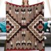 1940 Navajo Woven Tapestry with Arrows. Flannel Fleece Throw Blankets 50"X40" Lightweight Fluffy Winter Fall Blanket Cozy Soft Fuzzy Plush Home Decor for Couch Bed Sofa Bedroom Living Room Travel view 1