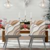 Dining Room Chair Back Covers, 3D Effect Ombre Beige Brown Wave Texture Modern Art Decoration Chair Covers Kitchen Chair Slipcovers Protective Covers for Holiday Party Festival Decoration, Set of 4 view 3