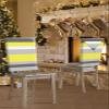 Savannan Dining Room Chair Back Covers, Geometric Gray Yellow White Stripe Chair Covers Kitchen Chair Slipcovers Protective Covers for Holiday Party Festival Decoration, Set of 8 view 4