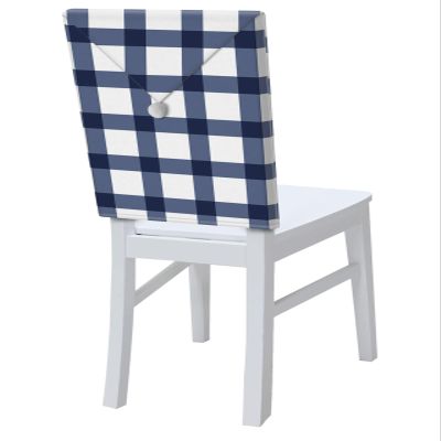 Dining Room Chair Back Covers, Farmhouse Decoration Checkered Plaid Gingham Navy Blue and White Chair Covers Kitchen Chair Slipcovers Protective Covers for Holiday Party Festival Decoration, Set of 8