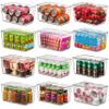 Set Of 12 Refrigerator Organizer Bins with Lids - Plastic Pantry Organization and Storage Baskets - Stackable Food Fridge Organizers with Cutout Handles for Freezer, Kitchen, Countertops, Cabinets view 1