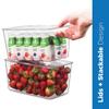 Set Of 12 Refrigerator Organizer Bins with Lids - Plastic Pantry Organization and Storage Baskets - Stackable Food Fridge Organizers with Cutout Handles for Freezer, Kitchen, Countertops, Cabinets view 2