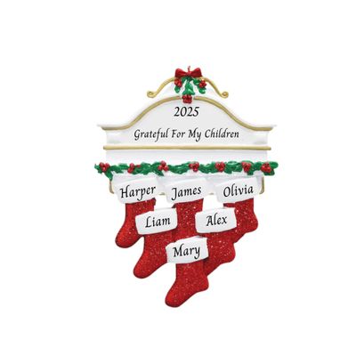 2025 Mantel Family Personalized Christmas Ornament  Custom Holiday Keepsake with Names  Unique for Families, Parents, Grandparents  Custom Xmas Tree Decoration (Family of 6)