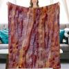 3D Funny Realistic Food Fried Bacon Flannel Fleece Throw Blankets 50"X40" Soft Cozy Fluffy Winter Fall Blanket Cozy Soft Fuzzy Plush Home Decor for Couch Bed Sofa Living Room Bedroom view 1