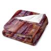3D Funny Realistic Food Fried Bacon Flannel Fleece Throw Blankets 50"X40" Soft Cozy Fluffy Winter Fall Blanket Cozy Soft Fuzzy Plush Home Decor for Couch Bed Sofa Living Room Bedroom view 3