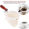 Cloth Coffee Filter, Reusable Coffee Sock Washable Flannel Cloth Handmade Coffee Filter Strainer with Wood Handle for Coffee Lover Home Office Use(L) view 2