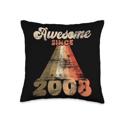 16th Vintage Birthday Boys Girls Awesome Since 2008 Throw Pillow